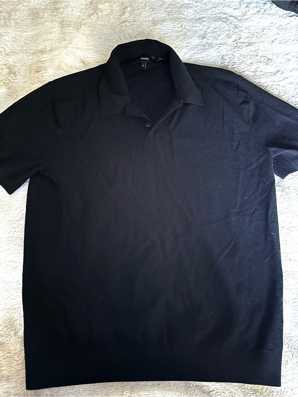 Theory Men's Black Short-Sleeve Polo Knit Shirt - Classic Casual - Picture 3 of 5